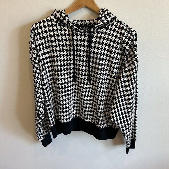 Lauren Ralph Lauren Houndstooth French Terry Sweatshirt Size M Rare - Picture 1 of 12